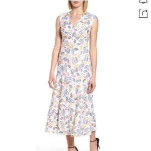 Anne Klein Leaf Print Midi Dress